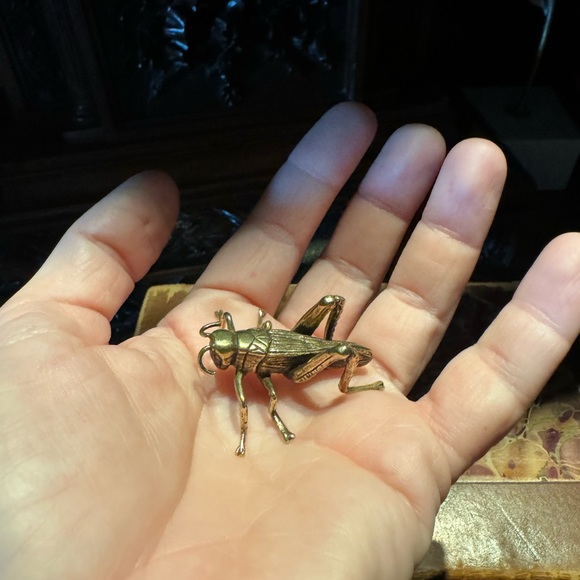 Solid Brass Grasshopper Cricket Vintage-style Sculpture Desk Decor - Picture 8 of 11